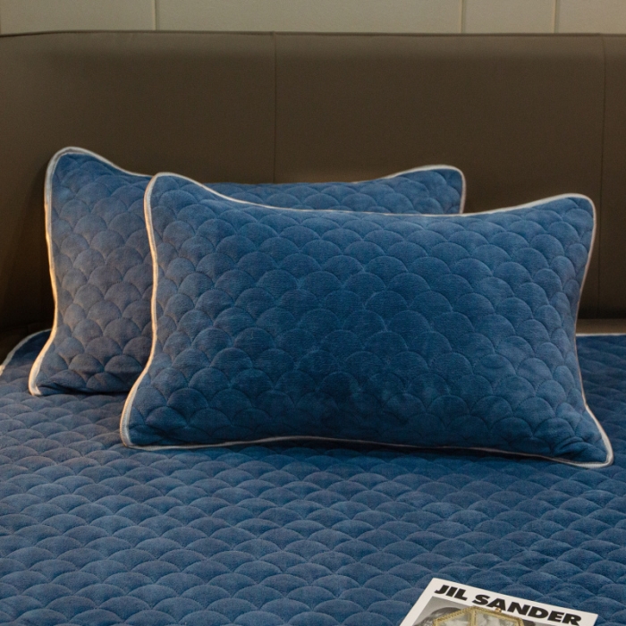 91家纺网 家纺一手货源 找家纺 棉生活家纺 2021新款秋冬多功能牛奶绒床笠 月光蓝