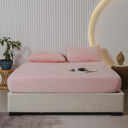 91家纺网 家纺一手货源 找家纺 小米笠 2021新款A类婴儿绒床笠 轻雾粉