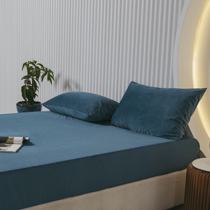 91家纺网 家纺一手货源 找家纺 小米笠 2021新款A类婴儿绒床笠 宾利蓝