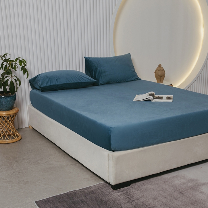 91家纺网 家纺一手货源 找家纺 小米笠 2021新款A类婴儿绒床笠 宾利蓝