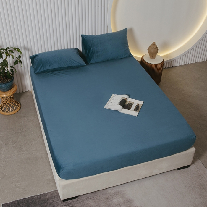 91家纺网 家纺一手货源 找家纺 小米笠 2021新款A类婴儿绒床笠 宾利蓝