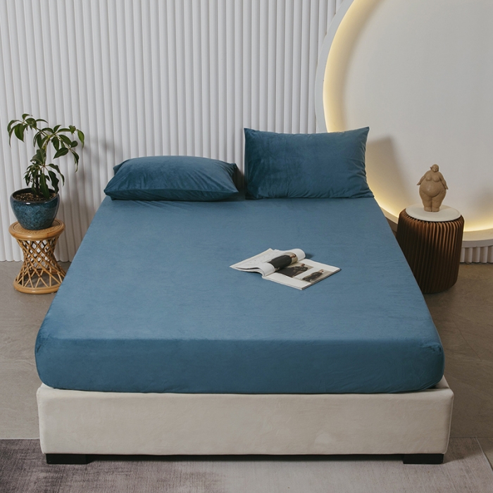 91家纺网 家纺一手货源 找家纺 小米笠 2021新款A类婴儿绒床笠 宾利蓝