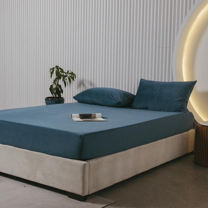 91家纺网 家纺一手货源 找家纺 小米笠 2021新款A类婴儿绒床笠 宾利蓝