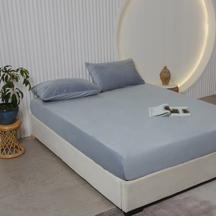 91家纺网 家纺一手货源 找家纺 小米笠 2021新款A类婴儿绒床笠 烟雾灰