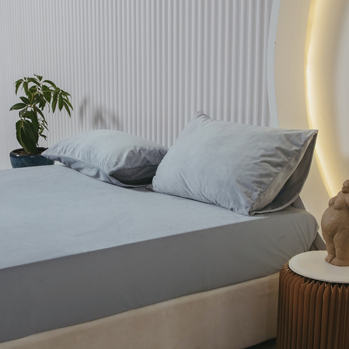 91家纺网 家纺一手货源 找家纺 小米笠 2021新款A类婴儿绒床笠 烟雾灰