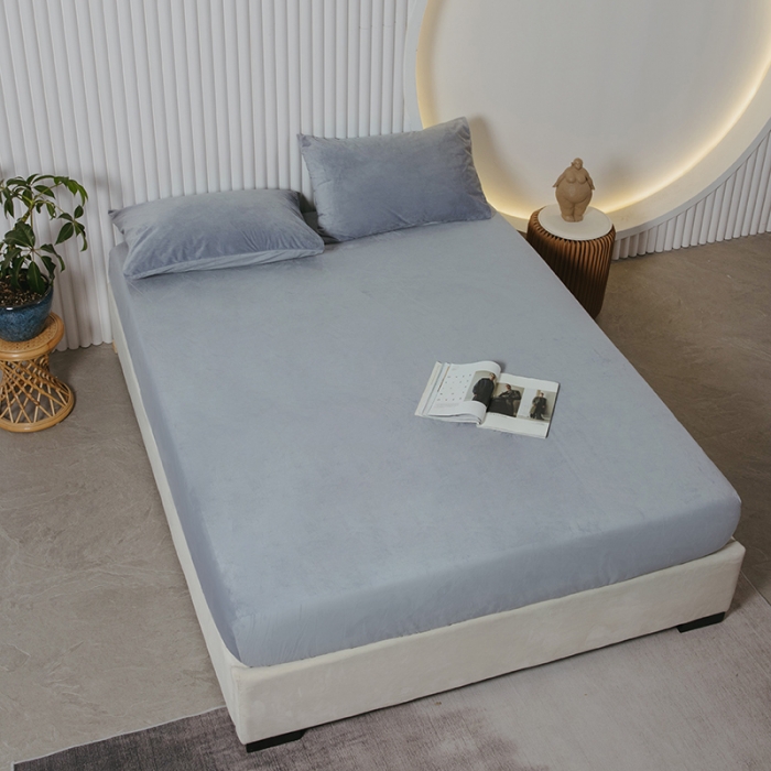 91家纺网 家纺一手货源 找家纺 小米笠 2021新款A类婴儿绒床笠 烟雾灰