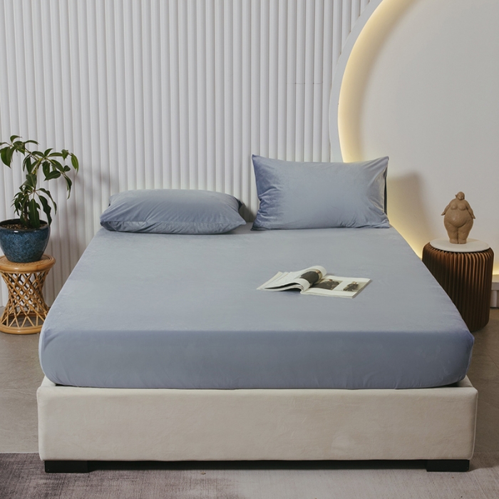 91家纺网 家纺一手货源 找家纺 小米笠 2021新款A类婴儿绒床笠 烟雾灰