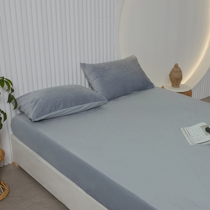 91家纺网 家纺一手货源 找家纺 小米笠 2021新款A类婴儿绒床笠 烟雾灰