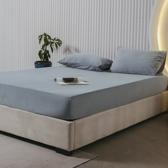 91家纺网 家纺一手货源 找家纺 小米笠 2021新款A类婴儿绒床笠 烟雾灰