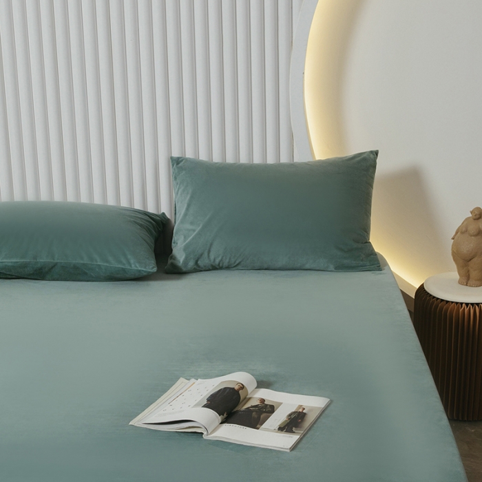 91家纺网 家纺一手货源 找家纺 小米笠 2021新款A类婴儿绒床笠 叶脉绿