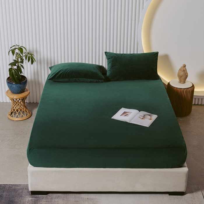 91家纺网 家纺一手货源 找家纺 小米笠 2021新款A类婴儿绒床笠 雨林绿