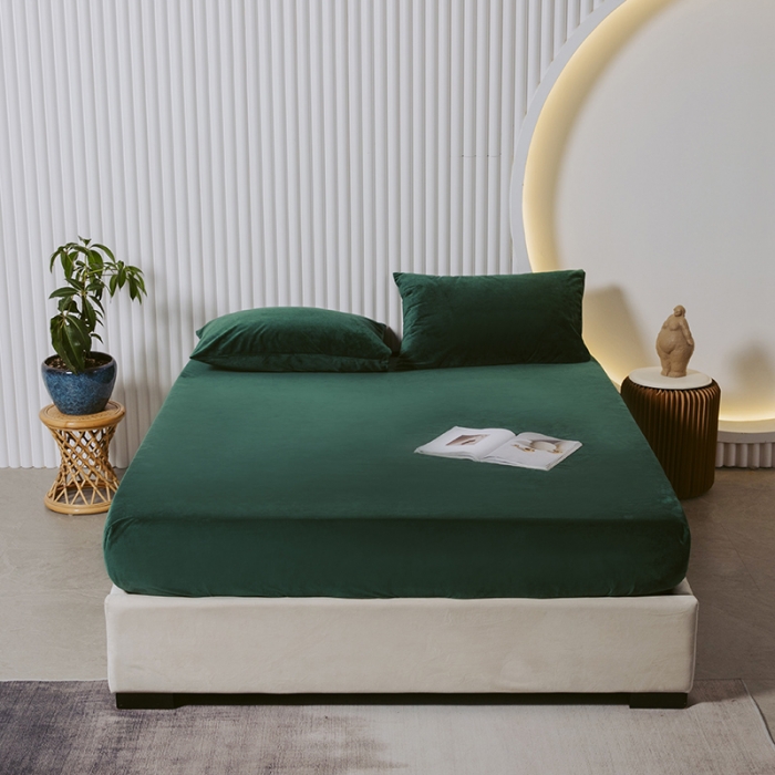 91家纺网 家纺一手货源 找家纺 小米笠 2021新款A类婴儿绒床笠 雨林绿