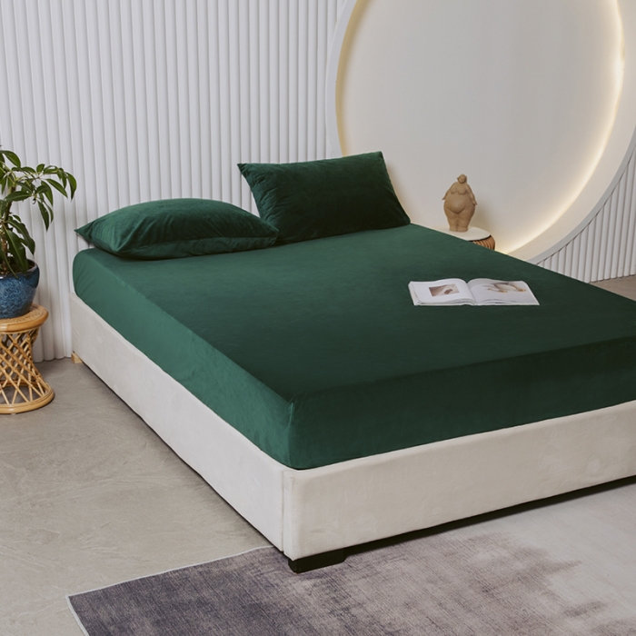 91家纺网 家纺一手货源 找家纺 小米笠 2021新款A类婴儿绒床笠 雨林绿