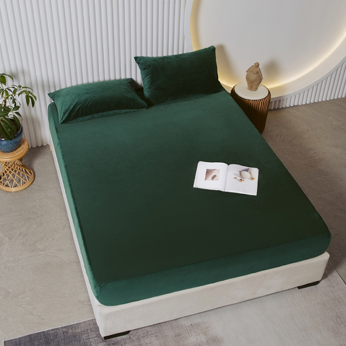 91家纺网 家纺一手货源 找家纺 小米笠 2021新款A类婴儿绒床笠 雨林绿