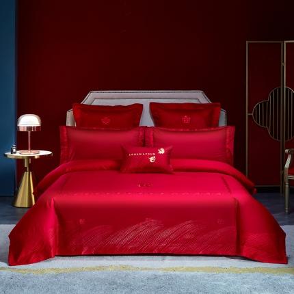 91家纺网 家纺一手货源 找家纺 高大尚2021新款长绒棉AB版系列婚庆多件套-心语