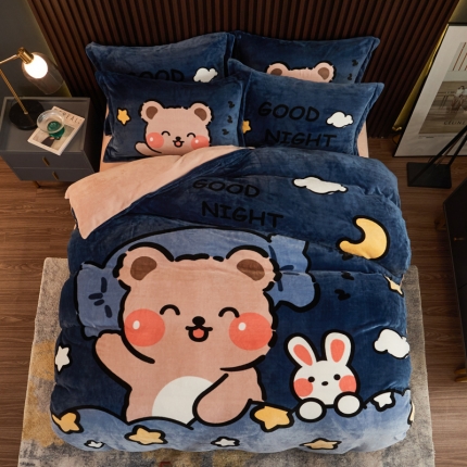 91家纺网 家纺一手货源 找家纺 （总）宅部落 21款大版法莱绒四件套加厚牛奶绒三件套