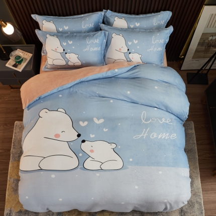 91家纺网 家纺一手货源 找家纺 （总）宅部落 21款大版法莱绒四件套加厚牛奶绒三件套