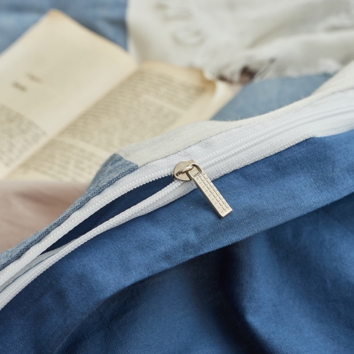 91家纺网 家纺一手货源 找家纺 ab家纺 2022新款全棉水洗棉四件套纯棉格子 蓝调格