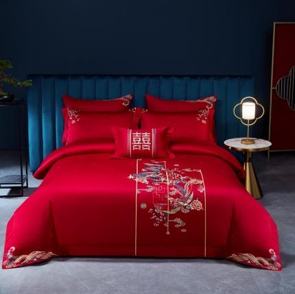 91家纺网 家纺一手货源 找家纺 （总) 高大尚2021新款提花婚庆多件套-梦寻佳人