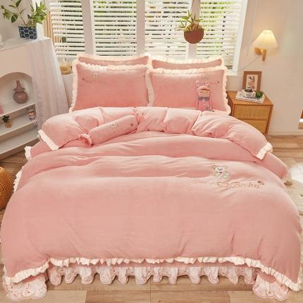 （总）宜凡家纺 2021新款牛奶绒绣花熊床单四件套