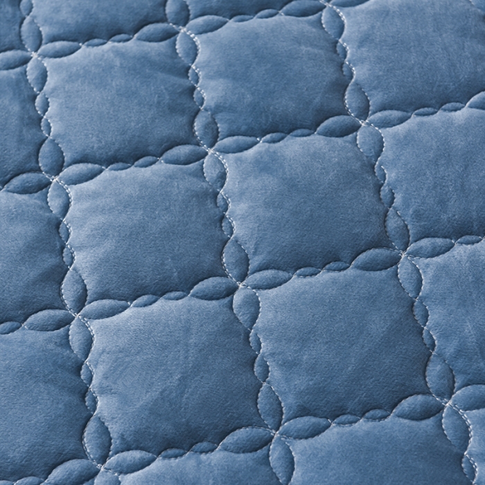 91家纺网 家纺一手货源 找家纺 床笠人家 2023新款水晶绒夹棉床笠 宝蓝