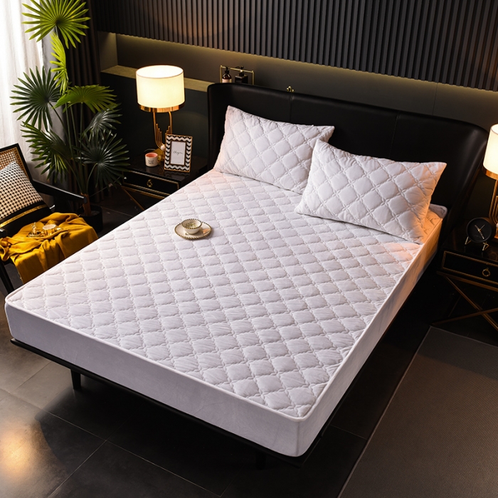 91家纺网 家纺一手货源 找家纺 床笠人家 2023新款水晶绒夹棉床笠 米白