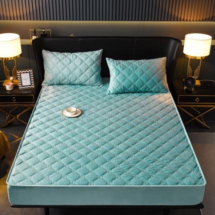 床笠人家 2023新款水晶绒夹棉床笠 墨绿