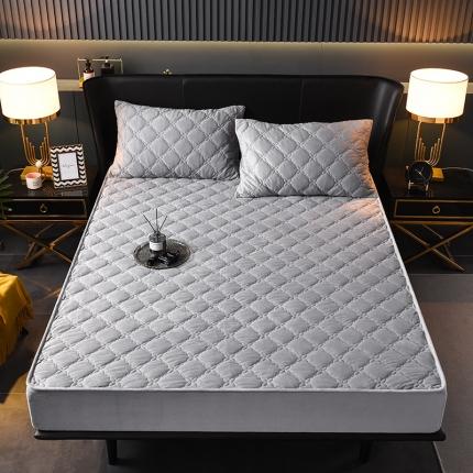 床笠人家 2023新款水晶绒夹棉床笠 浅灰