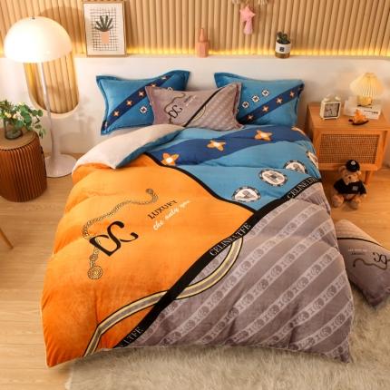 91家纺网 家纺一手货源 找家纺 （总）凡客家居 2022秋冬新品加厚大版印花法莱绒四件套学生宿舍三件套