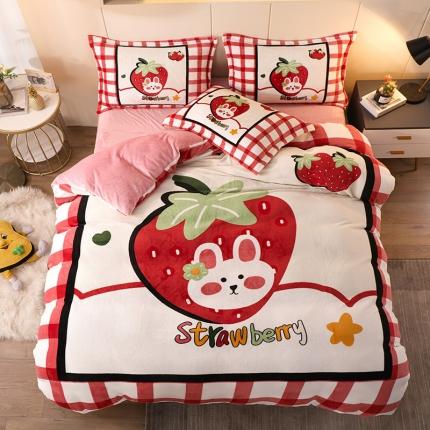 91家纺网 家纺一手货源 找家纺 （总）凡客家居 2022秋冬新品加厚大版印花法莱绒四件套学生宿舍三件套