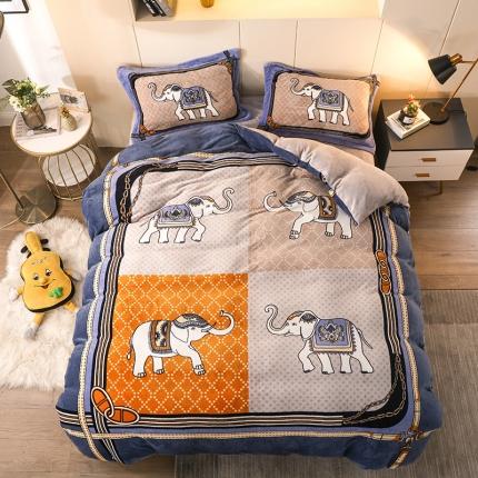 91家纺网 家纺一手货源 找家纺 （总）凡客家居 2022秋冬新品加厚大版印花法莱绒四件套学生宿舍三件套