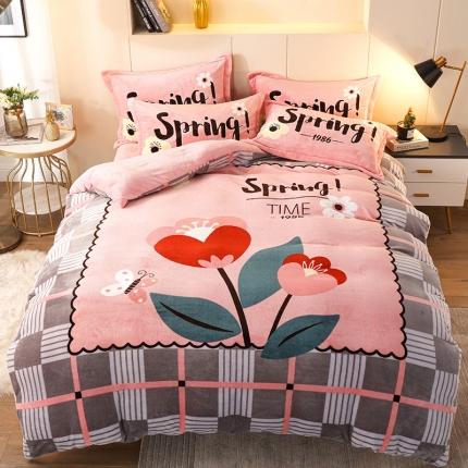 91家纺网 家纺一手货源 找家纺 （总）凡客家居 2022秋冬新品加厚大版印花法莱绒四件套学生宿舍三件套