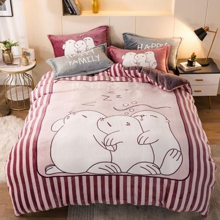 91家纺网 家纺一手货源 找家纺 （总）凡客家居 2022秋冬新品加厚大版印花法莱绒四件套学生宿舍三件套