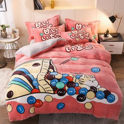 91家纺网 家纺一手货源 找家纺 （总）凡客家居 2022秋冬新品加厚大版印花法莱绒四件套学生宿舍三件套