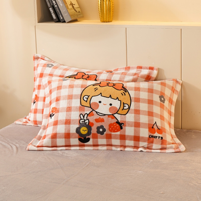 91家纺网 家纺一手货源 找家纺 凡客家居 2022秋冬新品加厚大版印花法莱绒四件套 小女孩