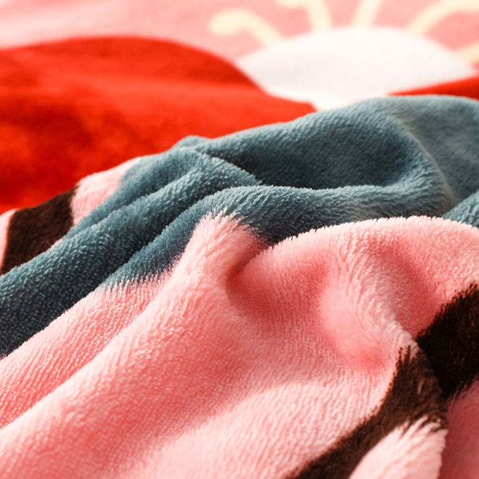 91家纺网 家纺一手货源 找家纺 凡客家居 2022秋冬新品加厚大版印花法莱绒四件套 一枝独秀