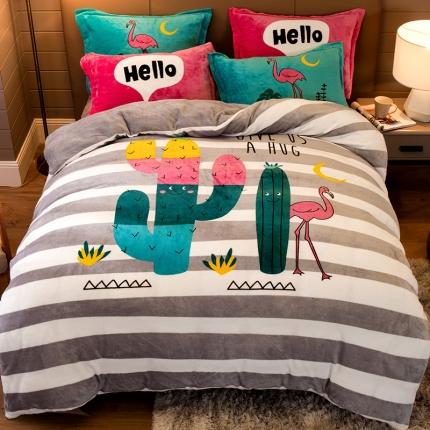 凡客家居 2022秋冬新品加厚大版印花法莱绒四件套 匆匆那年