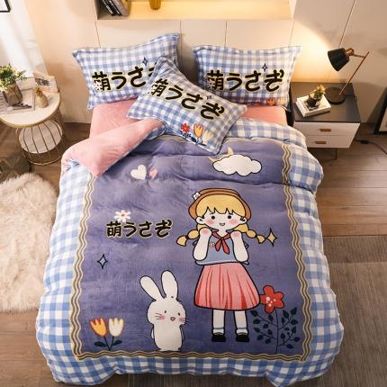 凡客家居 2022秋冬新品加厚大版印花法莱绒四件套 美好时光