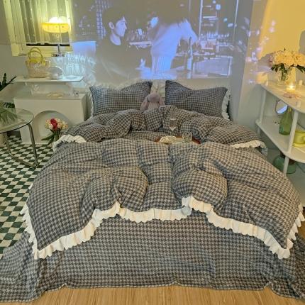 91家纺网 家纺一手货源 找家纺 （总）千朵2021新款韩版法莱绒加厚牛奶绒四件套