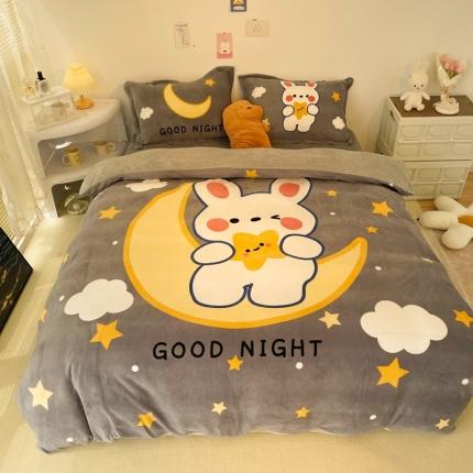 91家纺网 家纺一手货源 找家纺 （总）慕尚 2022新款北欧牛奶绒大版四件套实拍图暖光