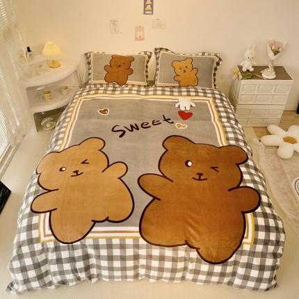 91家纺网 家纺一手货源 找家纺 （总）慕尚 2022新款北欧牛奶绒大版四件套实拍图暖光