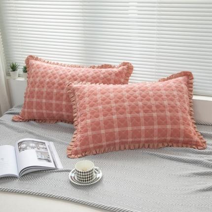 91家纺网 家纺一手货源 找家纺 （总）杜先生2021新款水洗棉花边绗缝夹棉枕套48*74一对