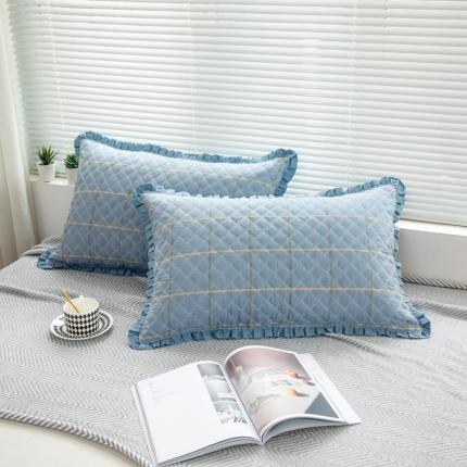 91家纺网 家纺一手货源 找家纺 （总）杜先生2021新款水洗棉花边绗缝夹棉枕套48*74一对