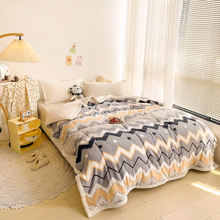 91家纺网 家纺一手货源 找家纺 慕尚家纺2022新款牛奶绒贝贝绒三层加厚毛毯加厚毯-波西米亚