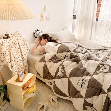 慕尚家纺2022新款牛奶绒贝贝绒三层加厚毛毯加厚毯-几何