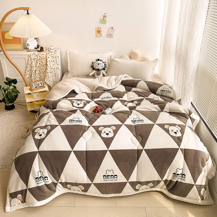 91家纺网 家纺一手货源 找家纺 慕尚家纺2022新款牛奶绒贝贝绒三层加厚毛毯加厚毯-几何