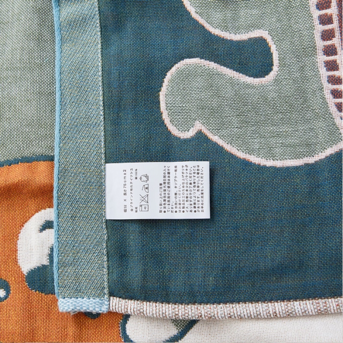 91家纺网 家纺一手货源 找家纺 朴尔2021年新款全棉多彩四层纱布枕巾 三只熊-蓝