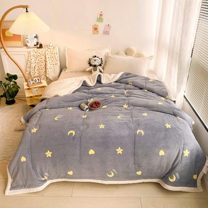 91家纺网 家纺一手货源 找家纺 慕尚家纺2022新款牛奶绒贝贝绒三层加厚毛毯加厚毯-星月