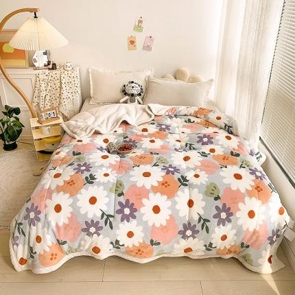 91家纺网 家纺一手货源 找家纺 慕尚家纺2022新款牛奶绒贝贝绒三层加厚毛毯加厚毯-花海