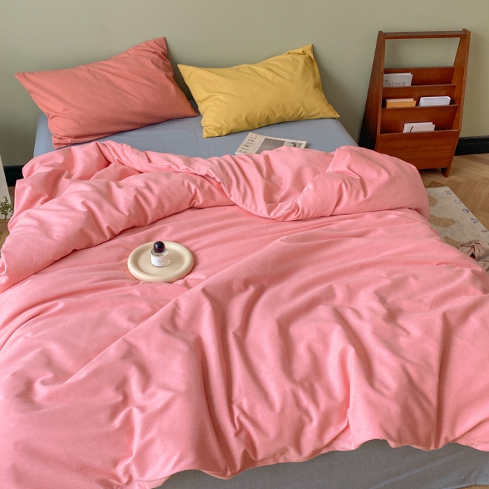 91家纺网 家纺一手货源 找家纺 怡家居 2021新款全棉磨毛混搭四件套 粉